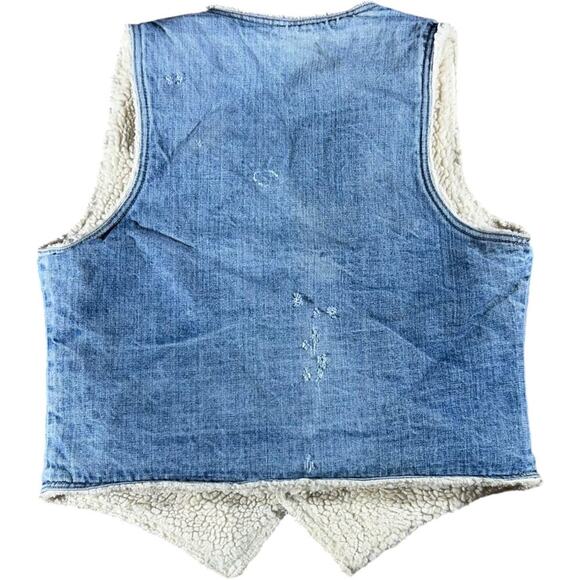 Levi’s 80’s Orange Tab Western Snap Sherpa Lined Denim Vest - Picture 2 of 8